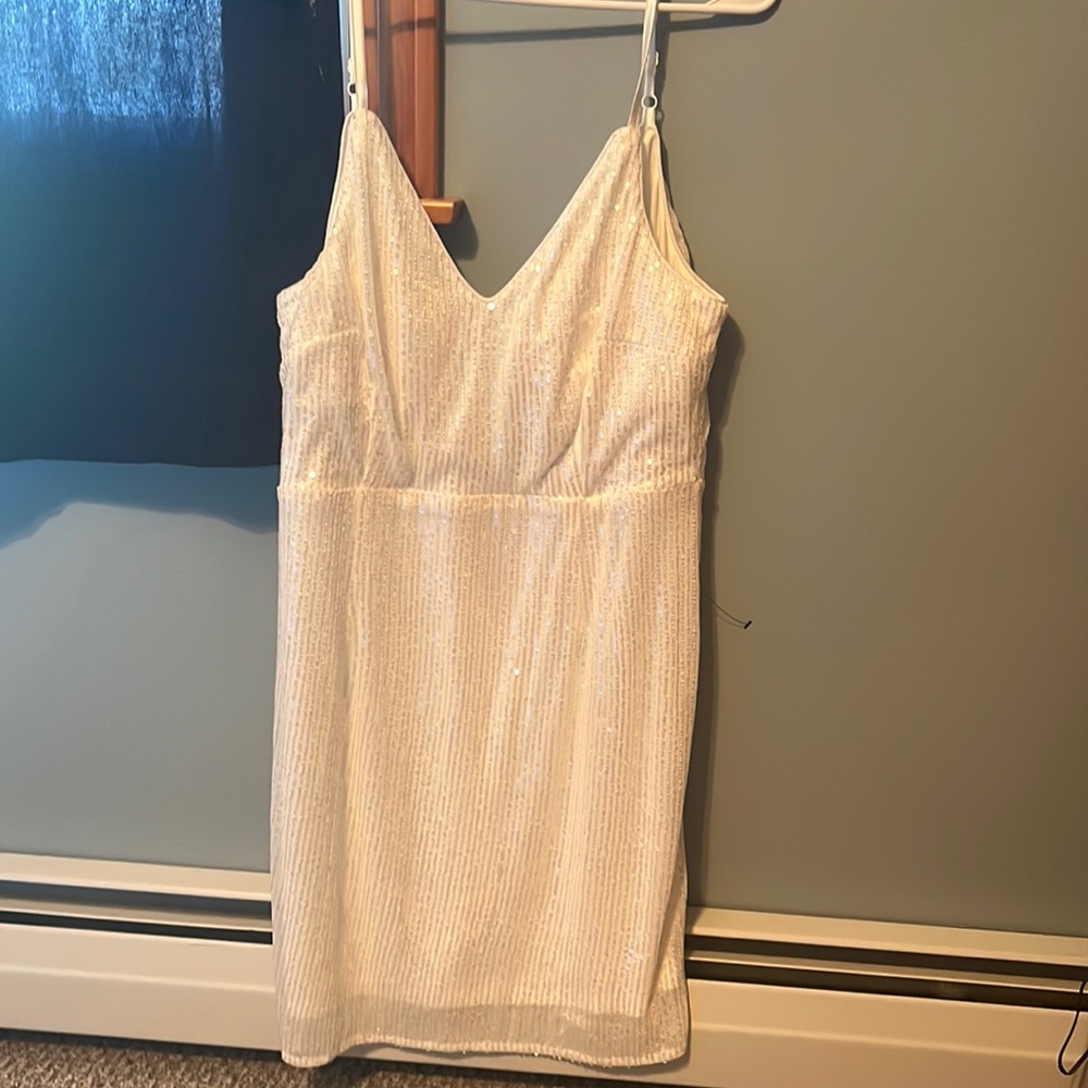 Shine and sparkle white mini dress